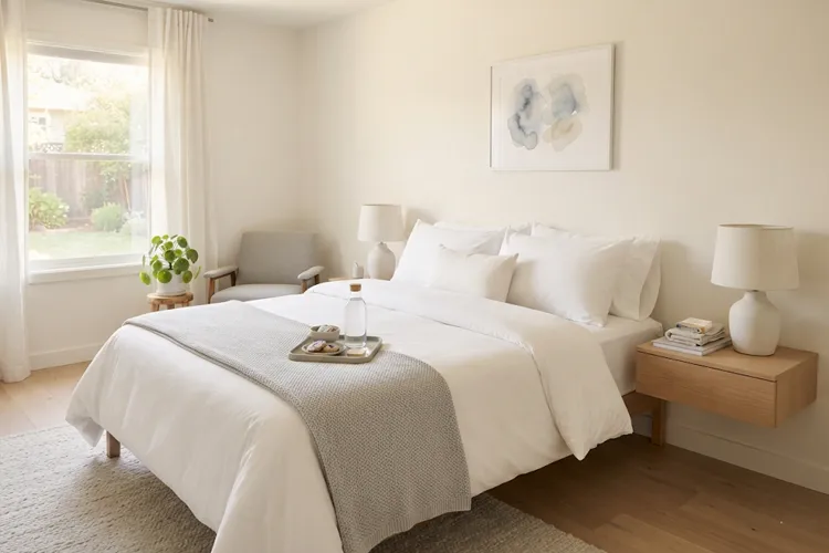 Clean guest-ready bedroom prepared for Airbnb and short-term rental cleaning