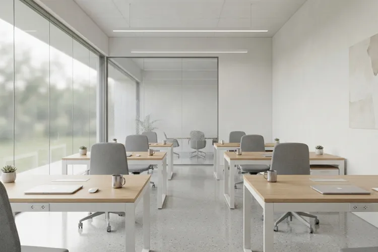 Clean modern office workspace maintained by a commercial cleaning service in Monroe, NC