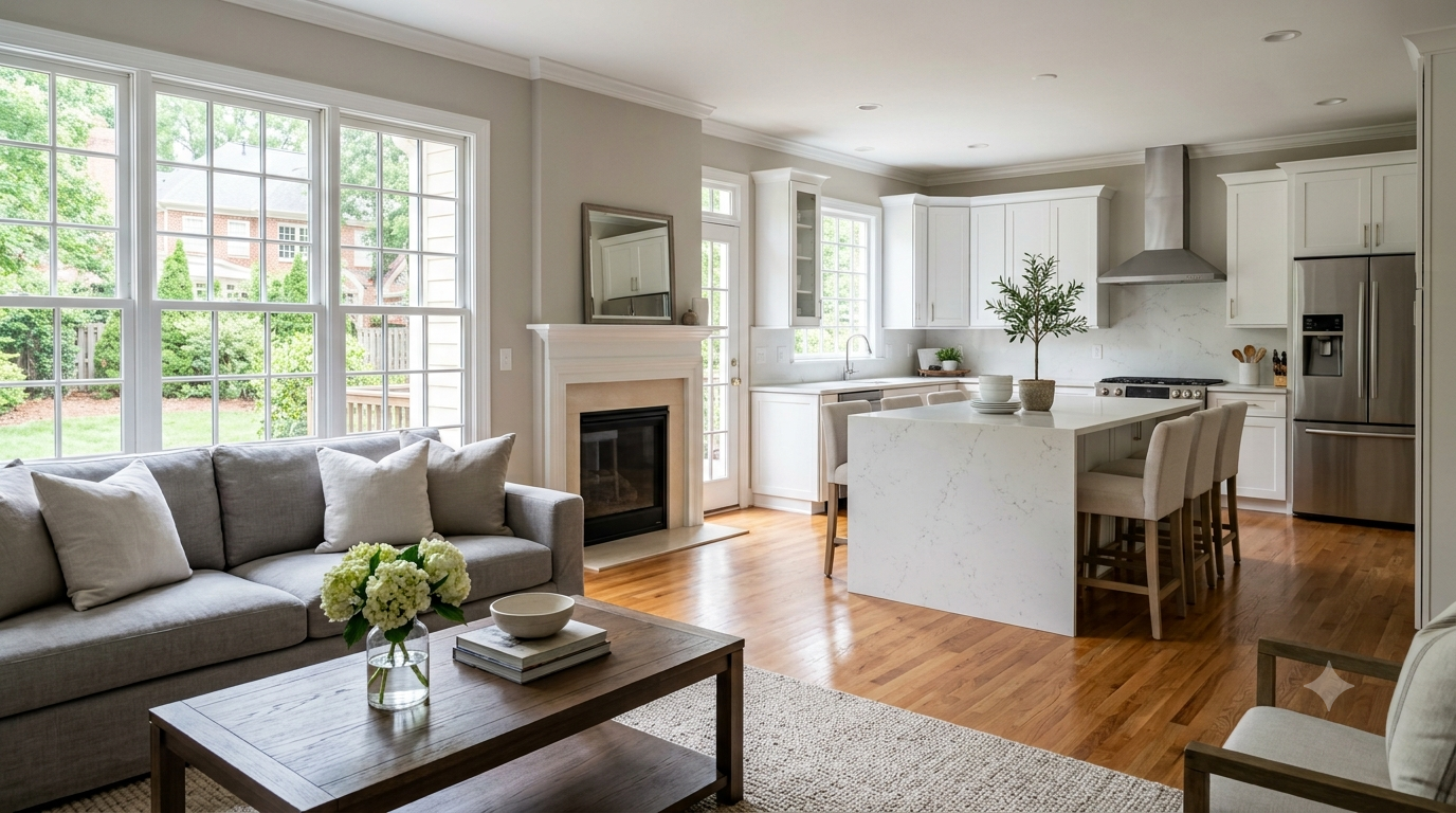 Professionally cleaned home representing cleaning services in Charlotte, NC